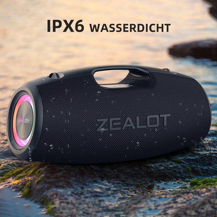 ZEALOT Bluetooth Lautsprecher,120W Boxen Bluetooth Gross mit Booming Bass,IPX6 Wasserdicht,Musikbox
