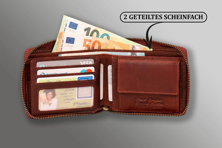MATADOR RFID NFC Schutz Geldbörse Herren Leder Geldtasche | Portemonnaie Herren mit YKK Metall Reiss