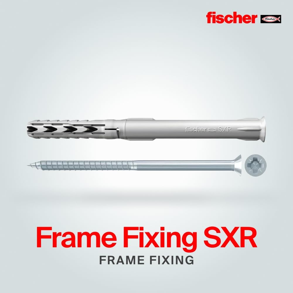 fischer Langschaftdübel SXR 10x120 T, hochwertiger Spreizdübel mit passender Senkkopfschraube, Nylon