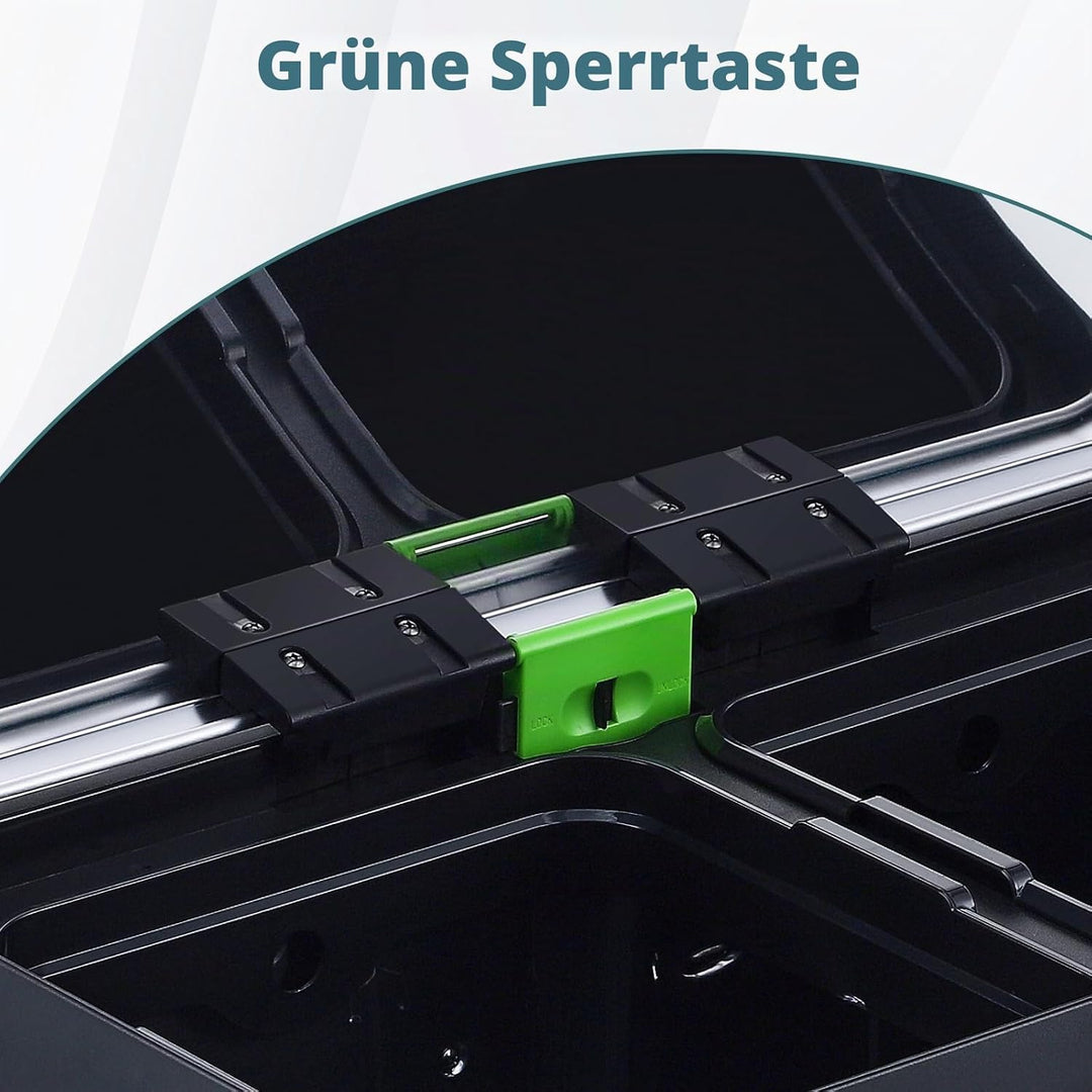 Mülleimer Küche,2 x 36 L Mülltrennsystem Edelstahl Mülleimer 2 fächer tretmülleimer Doppeldeckel mül