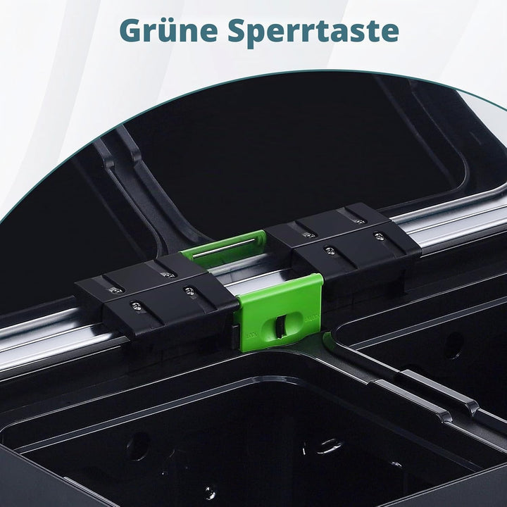 Mülleimer Küche,2 x 36 L Mülltrennsystem Edelstahl Mülleimer 2 fächer tretmülleimer Doppeldeckel mül
