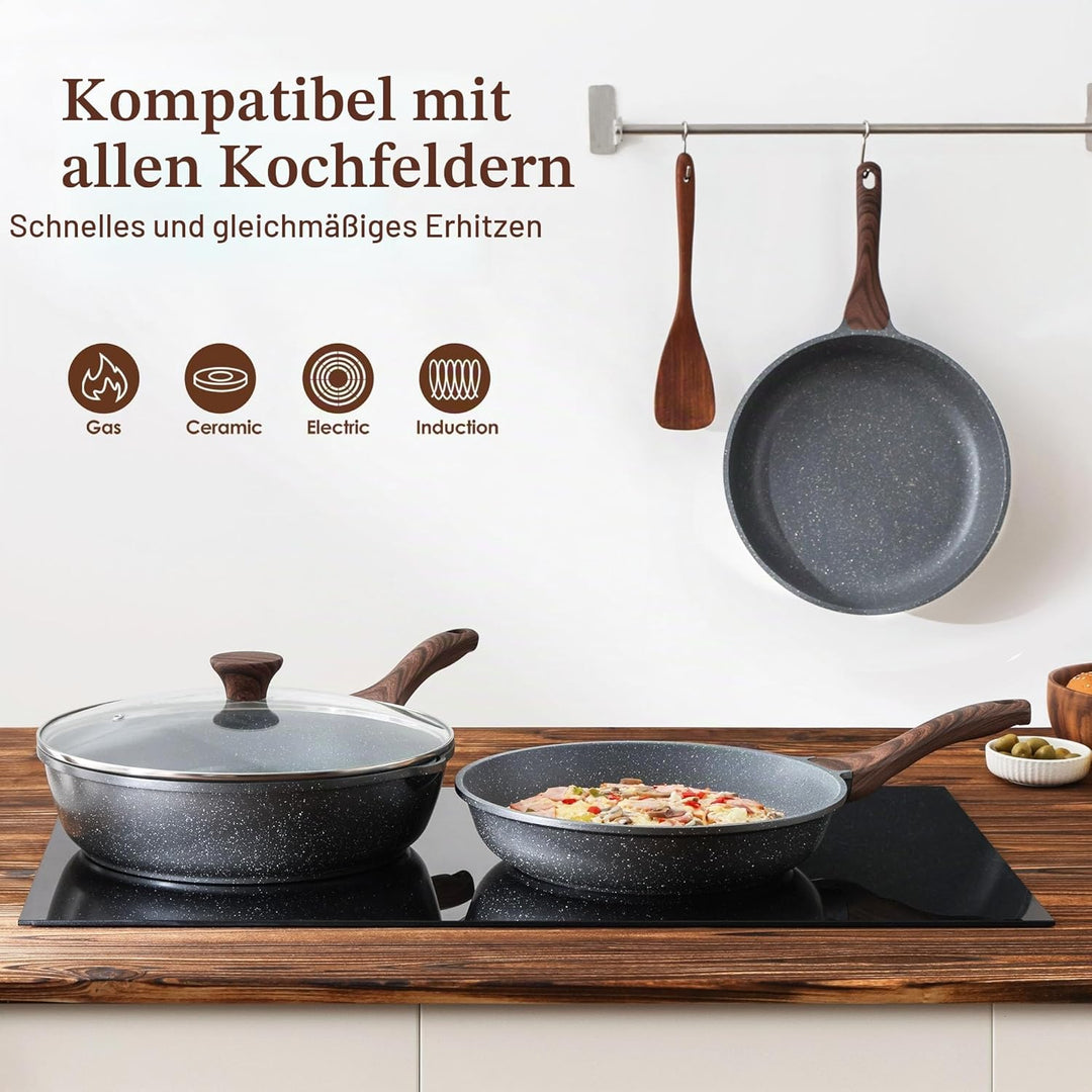 SENSARTE 28cm Antihaft Bratpfanne Skillet, Schweizer Granit Beschichtung Omelette Pfanne, Gesunde St