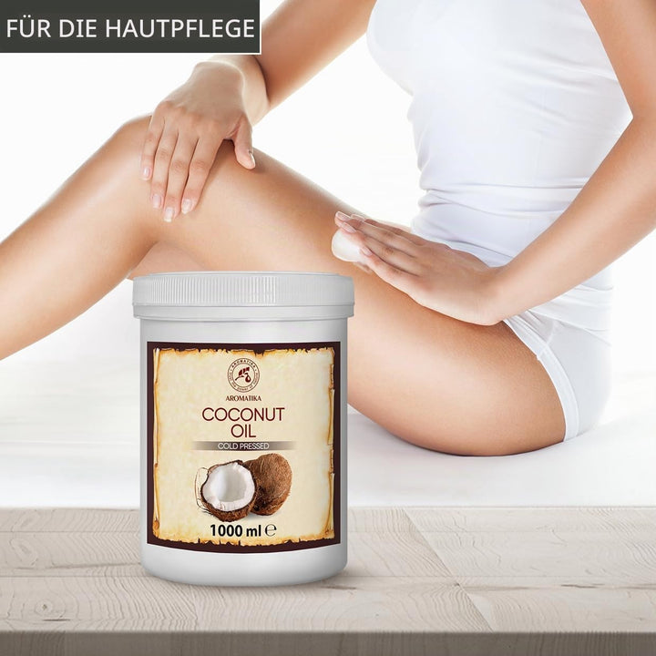 Kokosöl 1000ml - Cocos Nucifera - Indonesien - Kaltgepresst - Reines Kokosnussöl - Unraffiniert - In