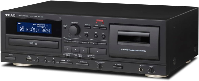 Teac AD-850-SE CD-Player & Kassettenspieler mit USB-Aufnahme & Wiedergabe (Mikrofoneingang, Echoeffe