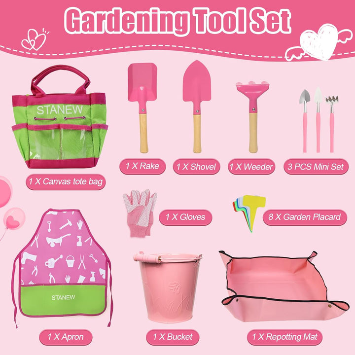 Stanew Kinder-Garten-Set, Kinder-Garten-Werkzeug-Set, Kinder-Garten-Geschenk, Kinder-Outdoor-Garten-