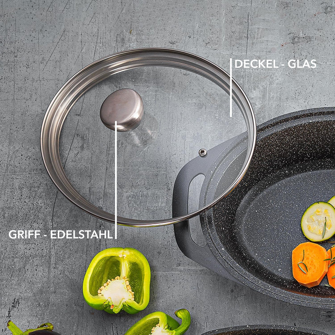 FLORINA Aluminium Bräter (3,8 l) | T x B x H: 33,5 x 25 x 9,8 cm | Ovaler Schmortopf CHEF | Brattopf