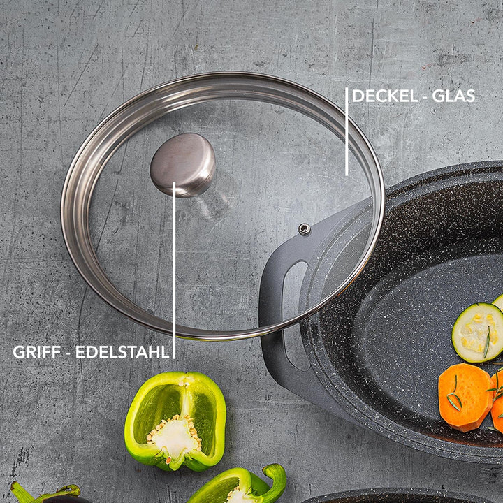 FLORINA Aluminium Bräter (3,8 l) | T x B x H: 33,5 x 25 x 9,8 cm | Ovaler Schmortopf CHEF | Brattopf