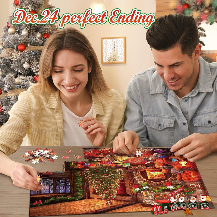 HappyGoLucky Adventskalender 2023 Puzzle Erwachsene, Jigsaw Puzzle 1000 Teile Weihnachten Geschenke
