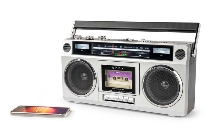 BigBen BTBLASTER Boombox Retro 80's | Kassettenspieler/Recorder | Höhen- und Basseinstellung | Bluet