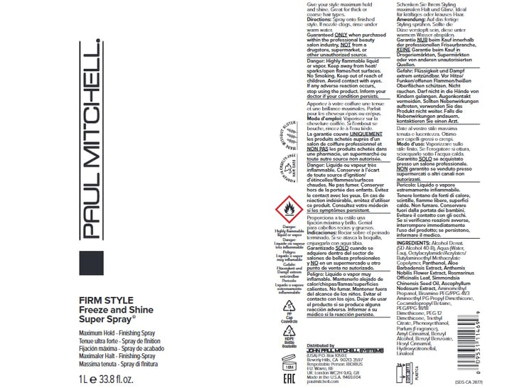 Paul Mitchell Freeze and Shine Super Spray - professionelles Haar-Spray für maximalen Halt, Finishin