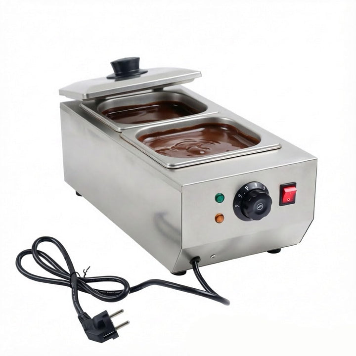 Schokoladenschmelzmaschine 600W, Dua 6L Edelstahltanks, 30-85°C