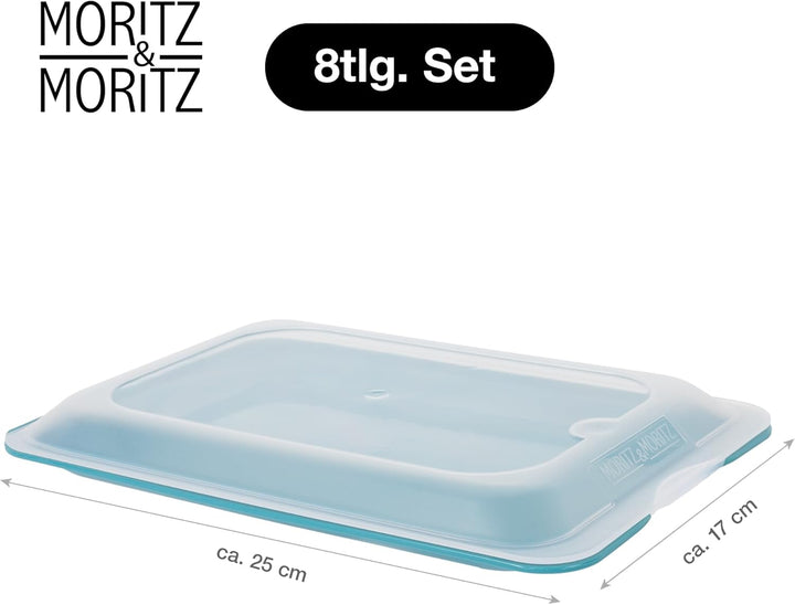 Moritz & Moritz 8er Set Aufschnittbox stapelbar - Frischhaltedosen mit Deckel zur Aufbewahrung von W