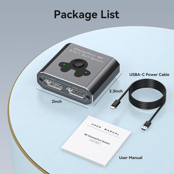 PVBCTCSID 8K60Hz Displayport Switch 2 in 1 Out DP 1.4 Switch 4K144Hz Displayport Umschalter Display