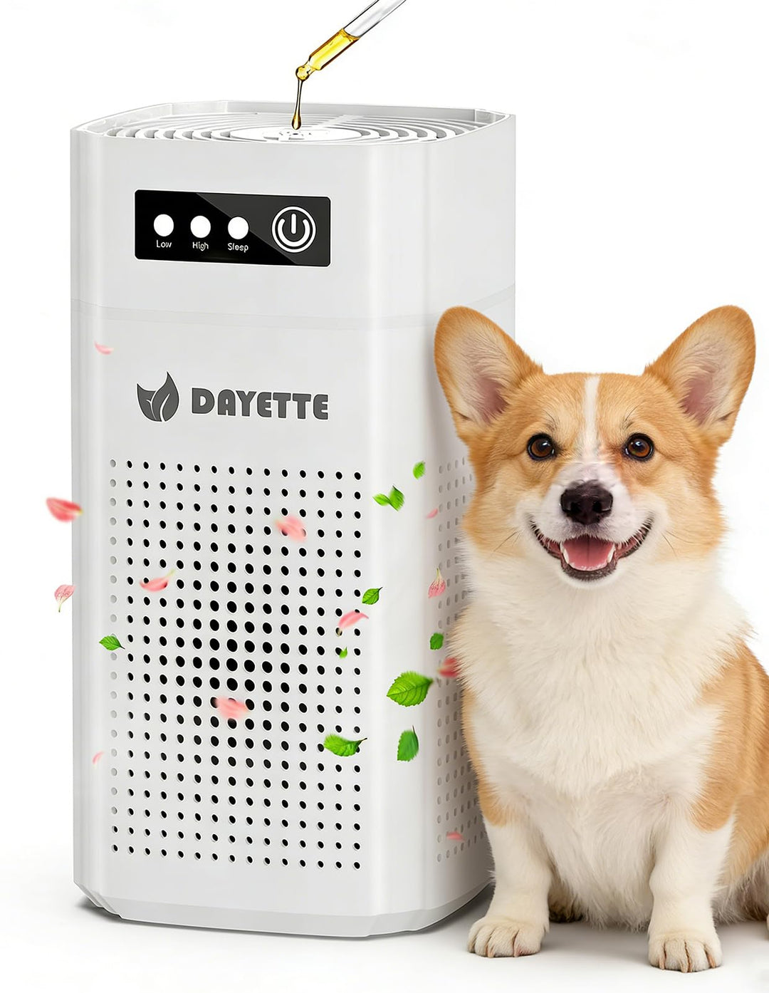 DAYETTE Tragbarer Luftreiniger für Allergiker, ideal für Schlafzimmer und Auto, mit Duftschwamm und