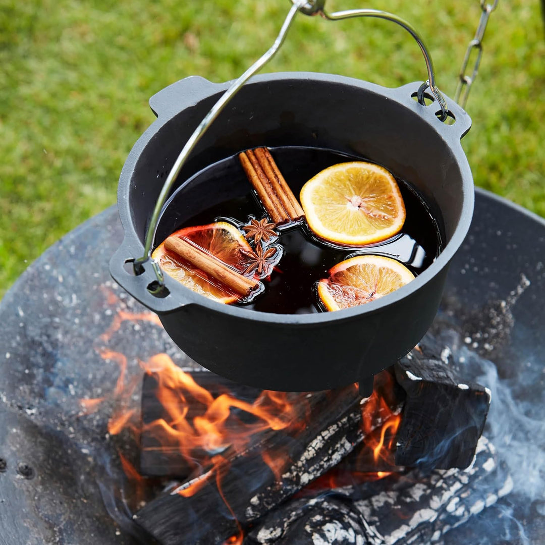 Barbecook Junko Gusseisen Kochtopf Dutch Oven zum Grillen und Schmoren ueber Feuer oder auf dem Gril