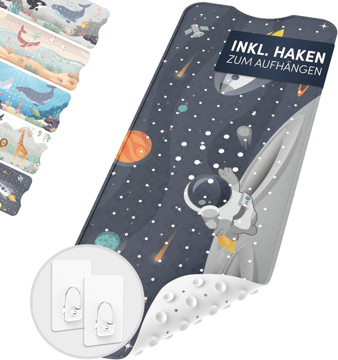 avakido® Badewannenmatte Kinder rutschfest - Inklusive 2 Haken zum Aufhängen - Badematte Kinder 100%