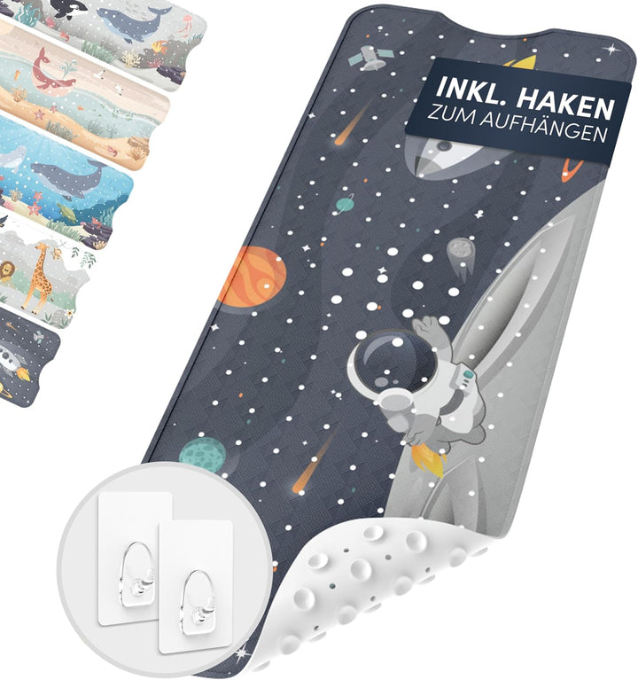 avakido® Badewannenmatte Kinder rutschfest - Inklusive 2 Haken zum Aufhängen - Badematte Kinder 100%