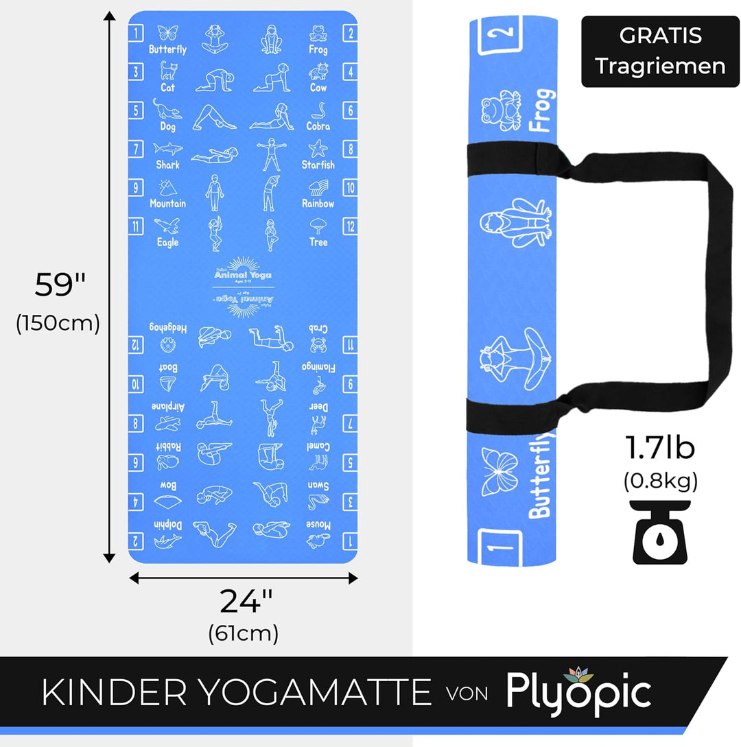 Plyopic Kinder Yogamatte – Leicht, Rutschfest, TPE Fitnessmatte – Ideal für Jungen &amp; Mädchen (3–12 J