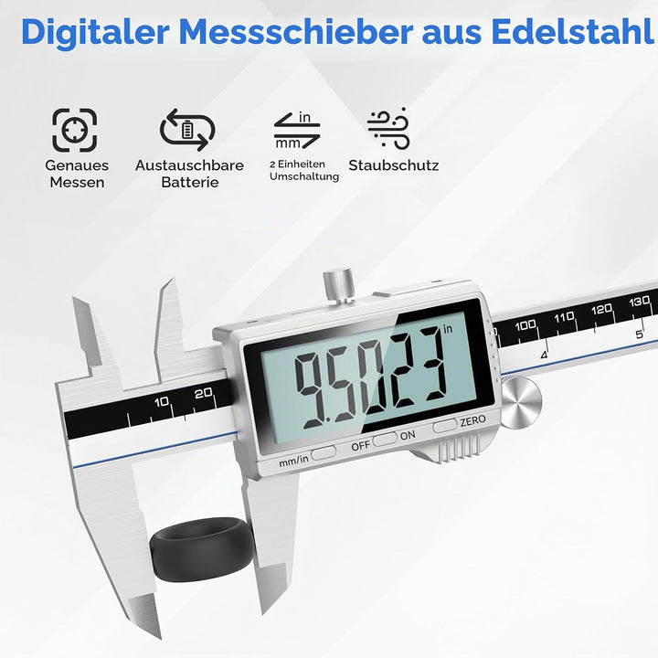 Housolution Digitaler Messschieber, 6Zoll Messschieber mit grossem LCD-Bildschirm, Zoll/MM-Schalter,