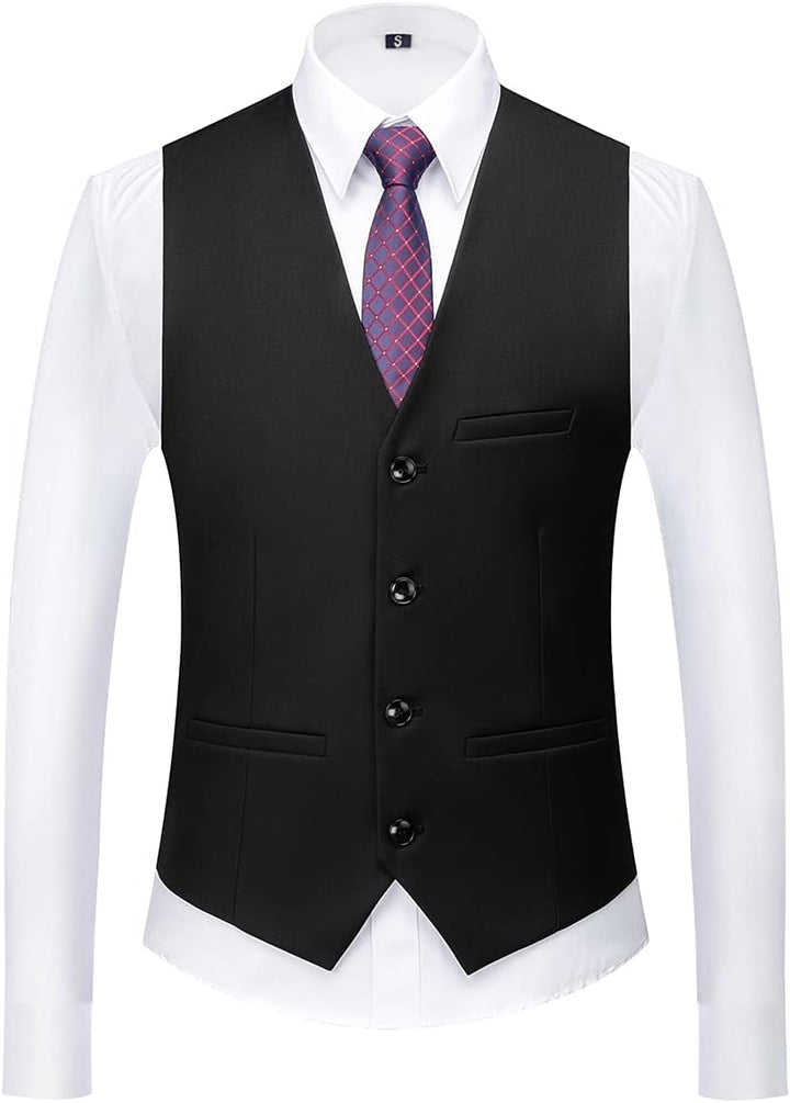 KUDORO Herren Anzüge 3-teilig Slim Fit Eine Knöpfe für Hochzeit Business Herrenanzug Sakko Weste Hos