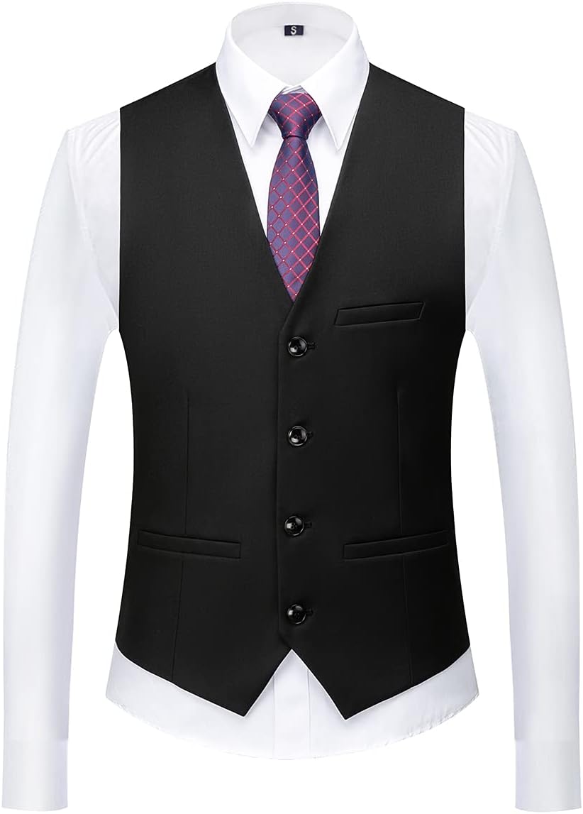 KUDORO Herren Anzüge 3-teilig Slim Fit Eine Knöpfe für Hochzeit Business Herrenanzug Sakko Weste Hos