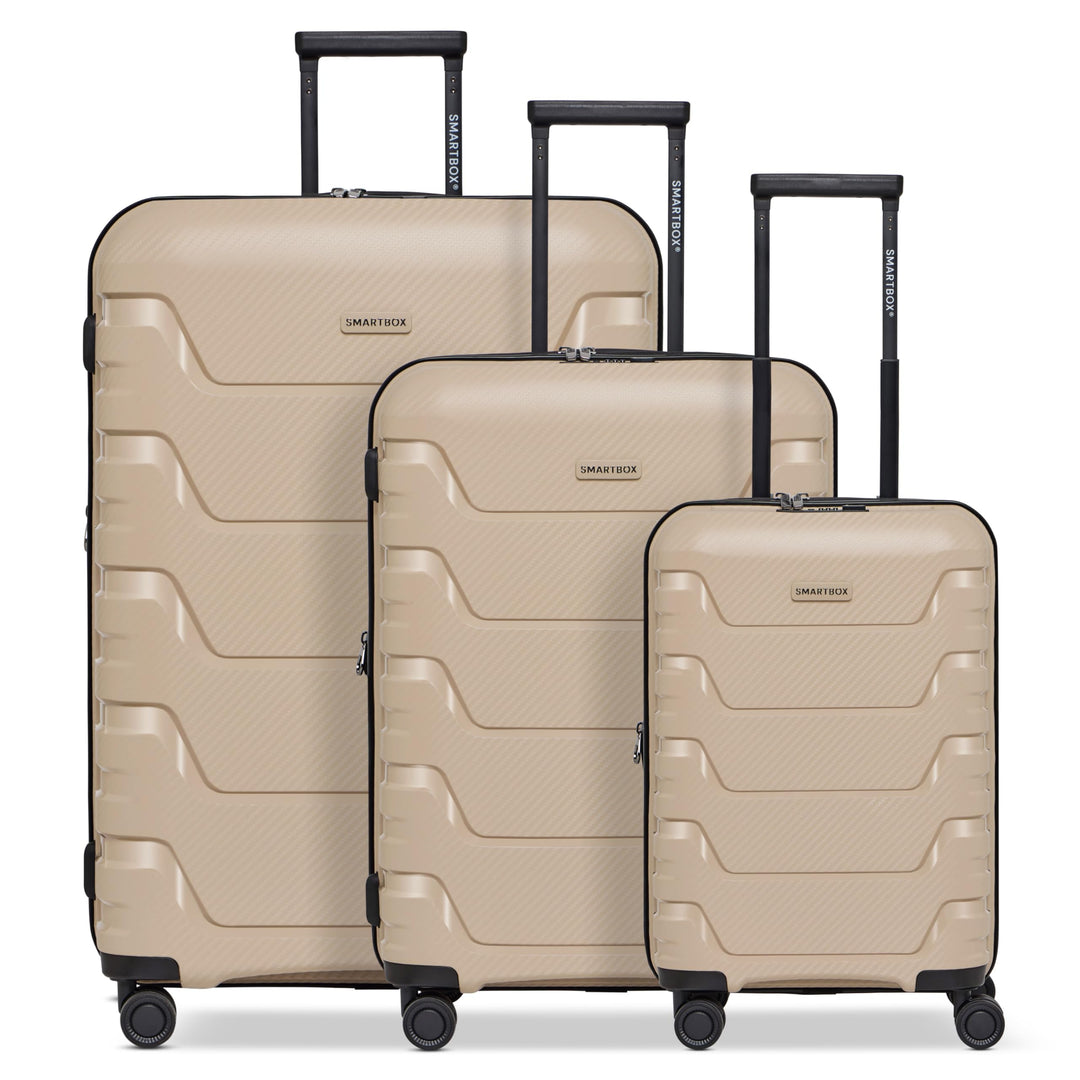 SMARTBOX Hartschalen Koffer-Set 3-teilig | mit Dehnfalte erweiterbar um 3 cm | aus hochwertigem, lei