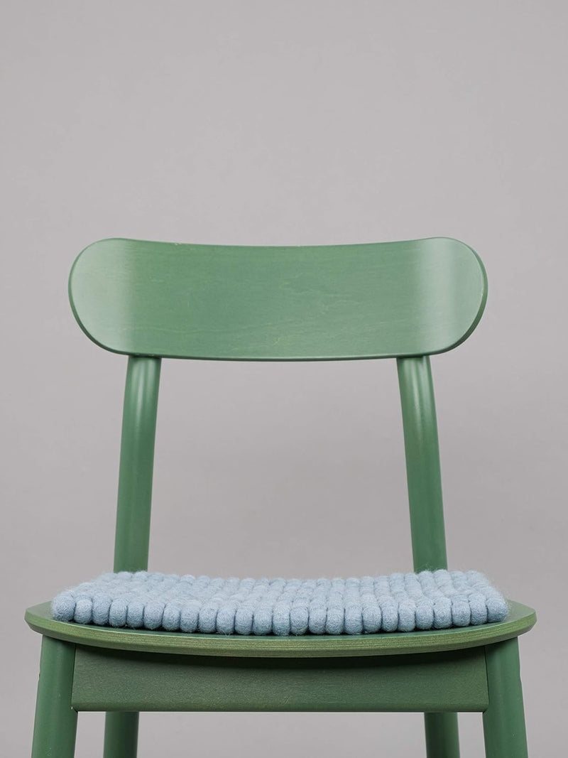 myfelt Filzkugel-Sitzauflage Stuhlauflage - Mia - quadratisch, 36x36 cm, Hellblau, Hellblau