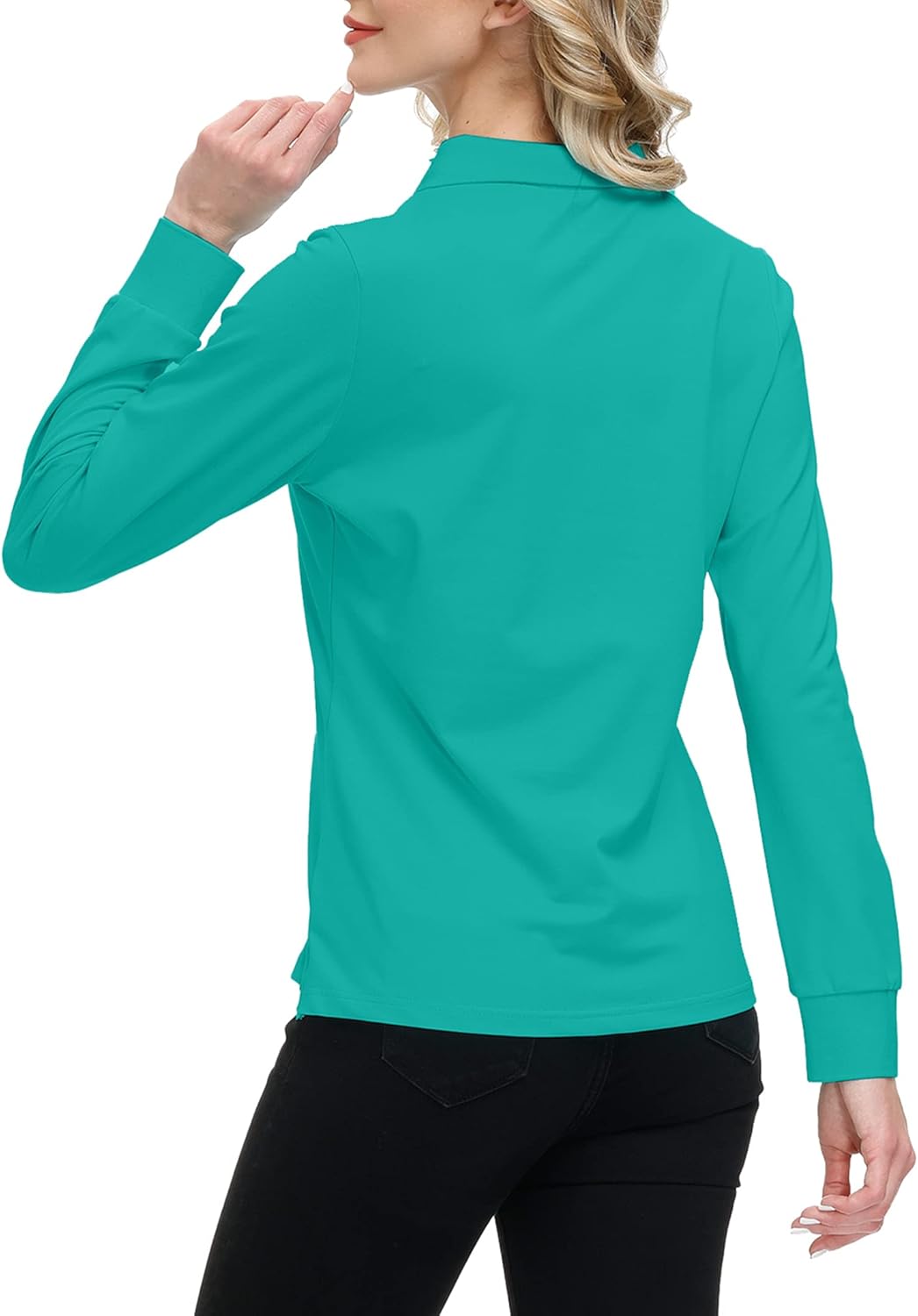 MoFiz Damen Poloshirt Langarm Baumwolle Polohemd Sport Polo Wintershirts mit Reissverschluss Kragen