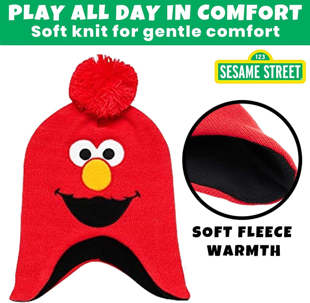 Sesame Street Jungs Elmo Hut und 2 Paar Handschuhe Cold Weather Set Alter 2-4 Orange, Schwarz
