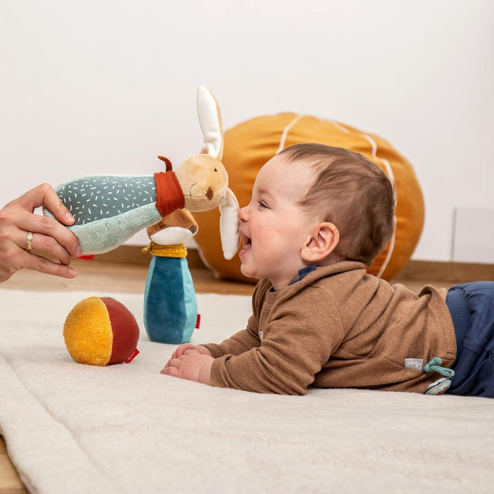 SIGIKID 43222 Soft-Kegelspiel, yellow für Mädchen und Jungen von 3 bis 36 Monaten Mehrfarbig/Kegelsp