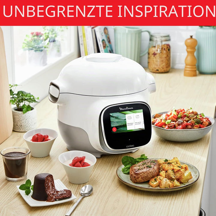 Moulinex Cookeo Touch Mini WiFi Multicooker, 2 l, ideal für 2 Personen, Hochdruckkocher, Konnektivit