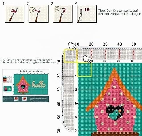 ROCKY&CHAO Knüpfteppich Zum Selber knüpfen, Knüpfsets Latch Hook Kit Selbst Knüpfen Set für Kinder u