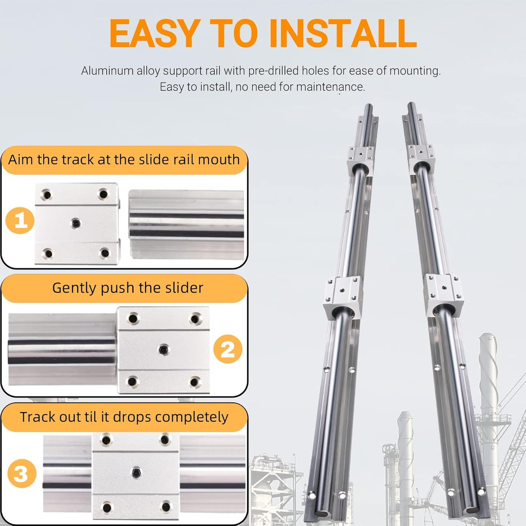 CNCYEAH 4 Stück Linearführung SBR16-500mm Linearlager-Gleitset mit 4 Linearführungswellen und 8 SBR1