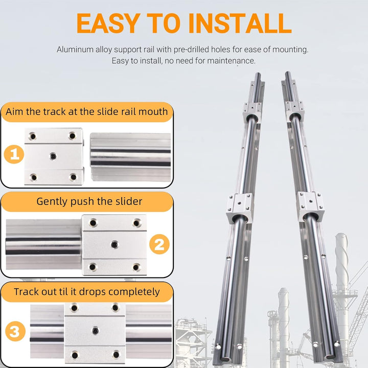 CNCYEAH 4 Stück Linearführung SBR16-500mm Linearlager-Gleitset mit 4 Linearführungswellen und 8 SBR1