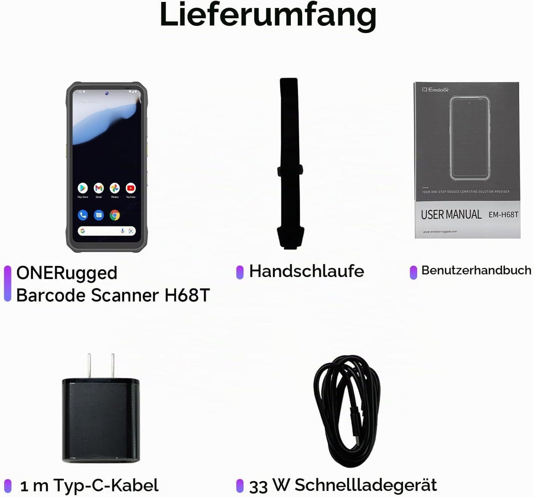 Android 14 Barcode Scanner H68T - Zebra SE4710 Scan-Engine Mobil PDA, 8GB+128GB IP68 Robustes Datent