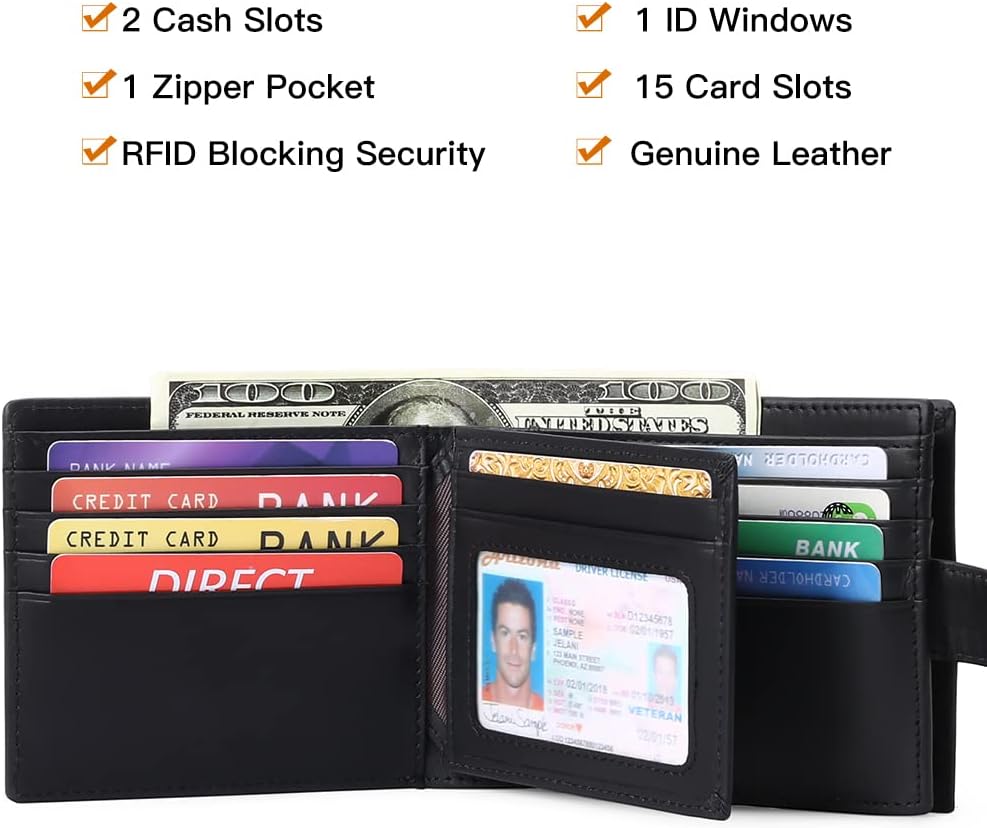 GAEKEAO Geldbörsen Herren Geldbörse aus echtem Leder Geldbörse mit RFID-Schutz Bifold Wallet, Geldbö