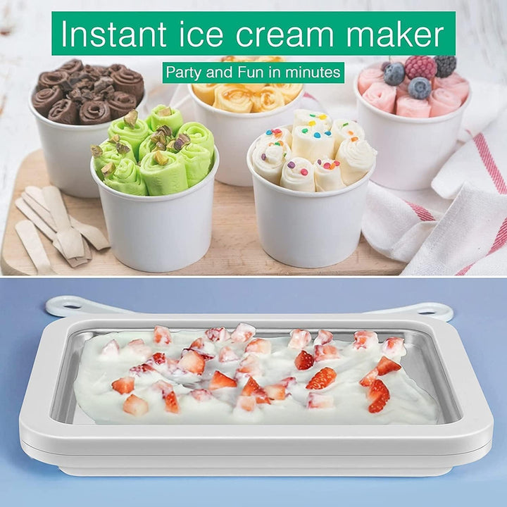 Eiscreme Roller Maker Pan mit 2 Spateln, Ice Rolls Platte zum Roll Eis selber machen, Eiscreme Masch