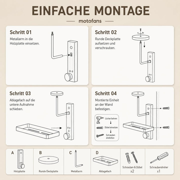 Helmhalterung Wand, Motorrad Garderobe, Motorradhelm Halterung Wand, Geschenke für Motorradfahrer Fu
