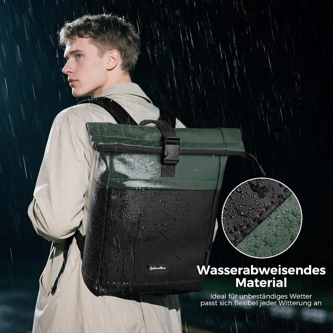Wasserdicht Rucksack, Laptop Rolltop Rucksack für Herren & Damen Mit Diebstahlsichere Reissverschlus