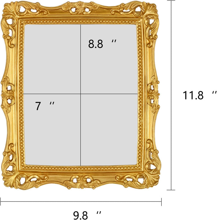 OIGUMR Wandspiegel, quadratisch, Vintage-Spiegel, goldfarben, 28,2 x 23,9 cm Medium Gold, 27.9L x 23