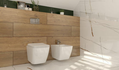 Tece Vorwandelement Base inkl. Drückerplatte chrom + Lavita Wand WC Lino ohne Spülrand + WC-Sitz mit