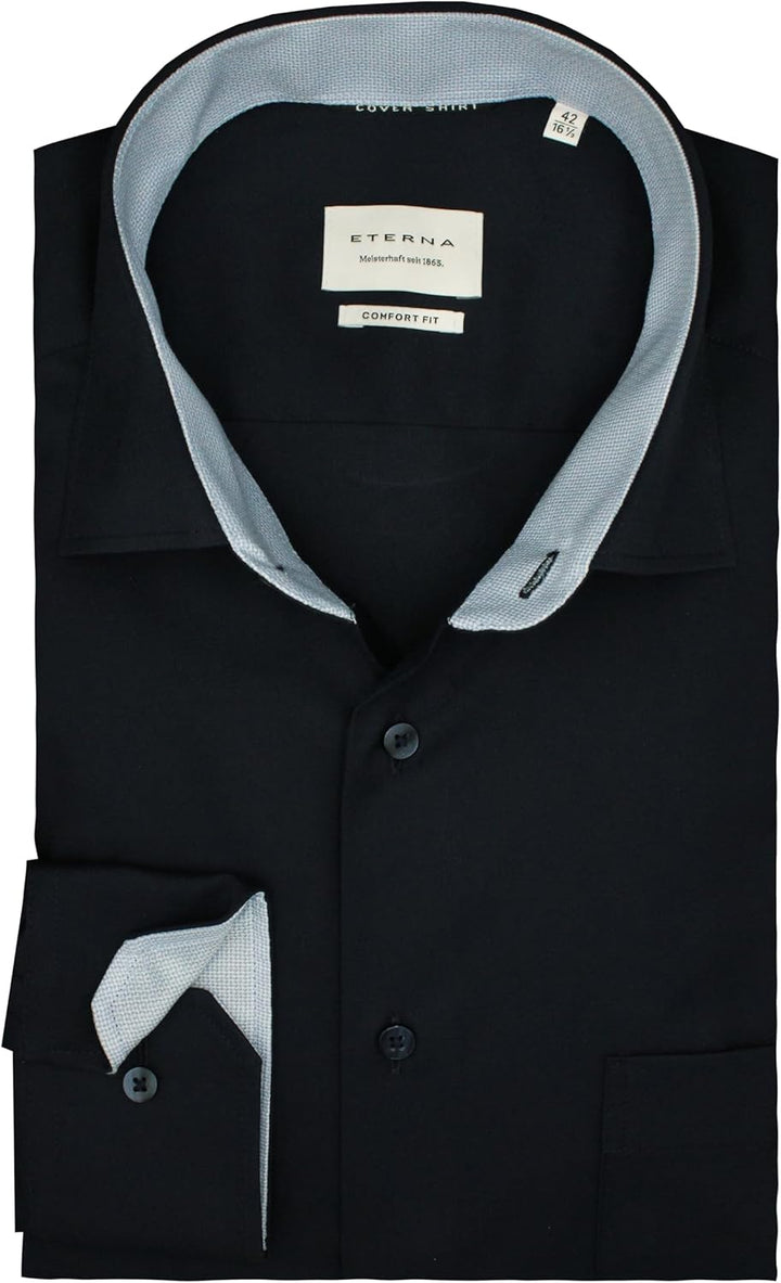 ETERNA Herren Pinpoint-Hemd Comfort FIT 41 /Dunkelblau19/, 41 /Dunkelblau19/
