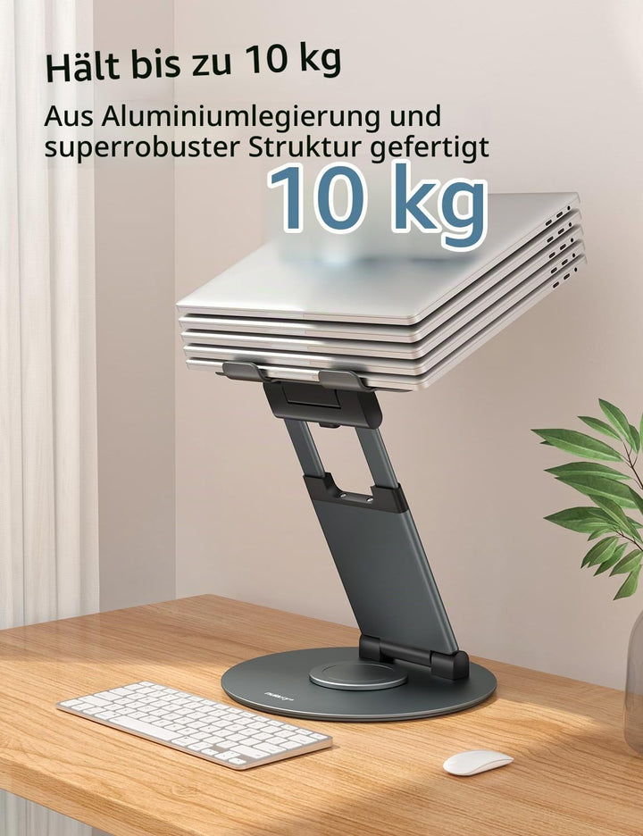 NULAXY Ausziehbare Laptop Ständer mit 360 Drehbarer Basis, Ergonomischer Laptopständer Höhenverstell