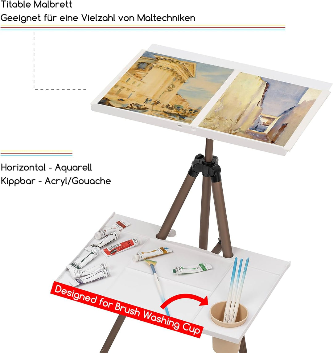 MEEDEN Field Staffelei Aluminium: Tragbare Plein Air Easel mit Tasche Aquarellpalette & Regale Set,