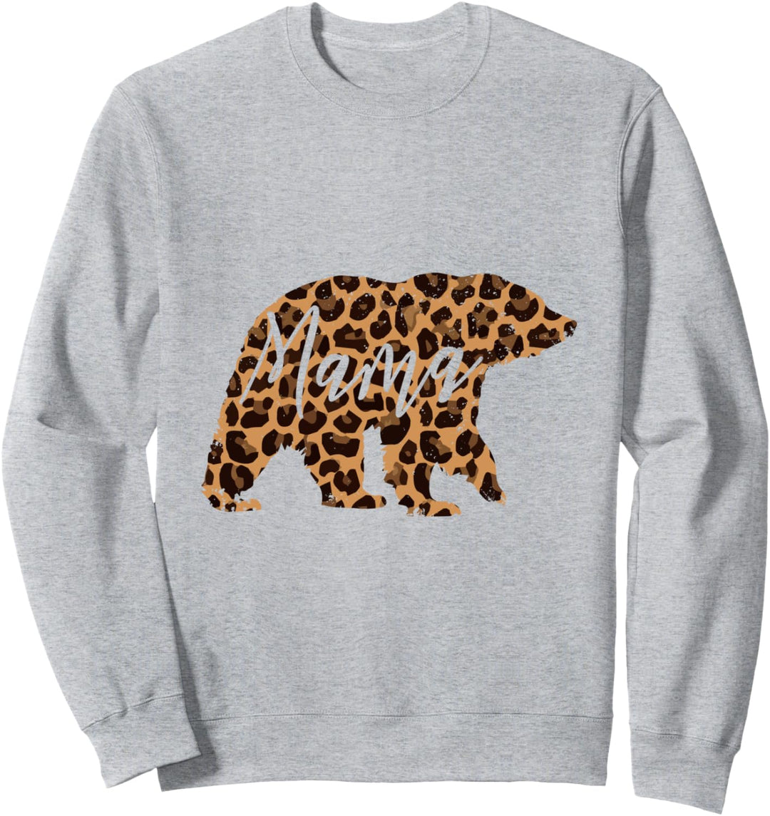 Mother's Day, Leopard Print Bear Design for Woman, Mama Bear Sweatshirt