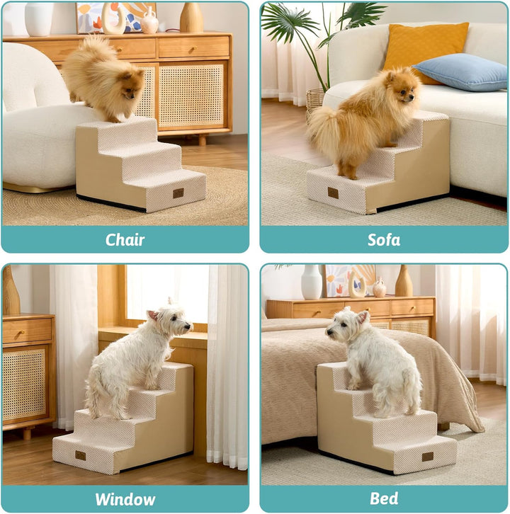 Hundetreppe für Kleine Hunde, 3 Stufen Haustiertreppe für Bett Couch Auto, 35cm Hoch Hochdichtem Sch