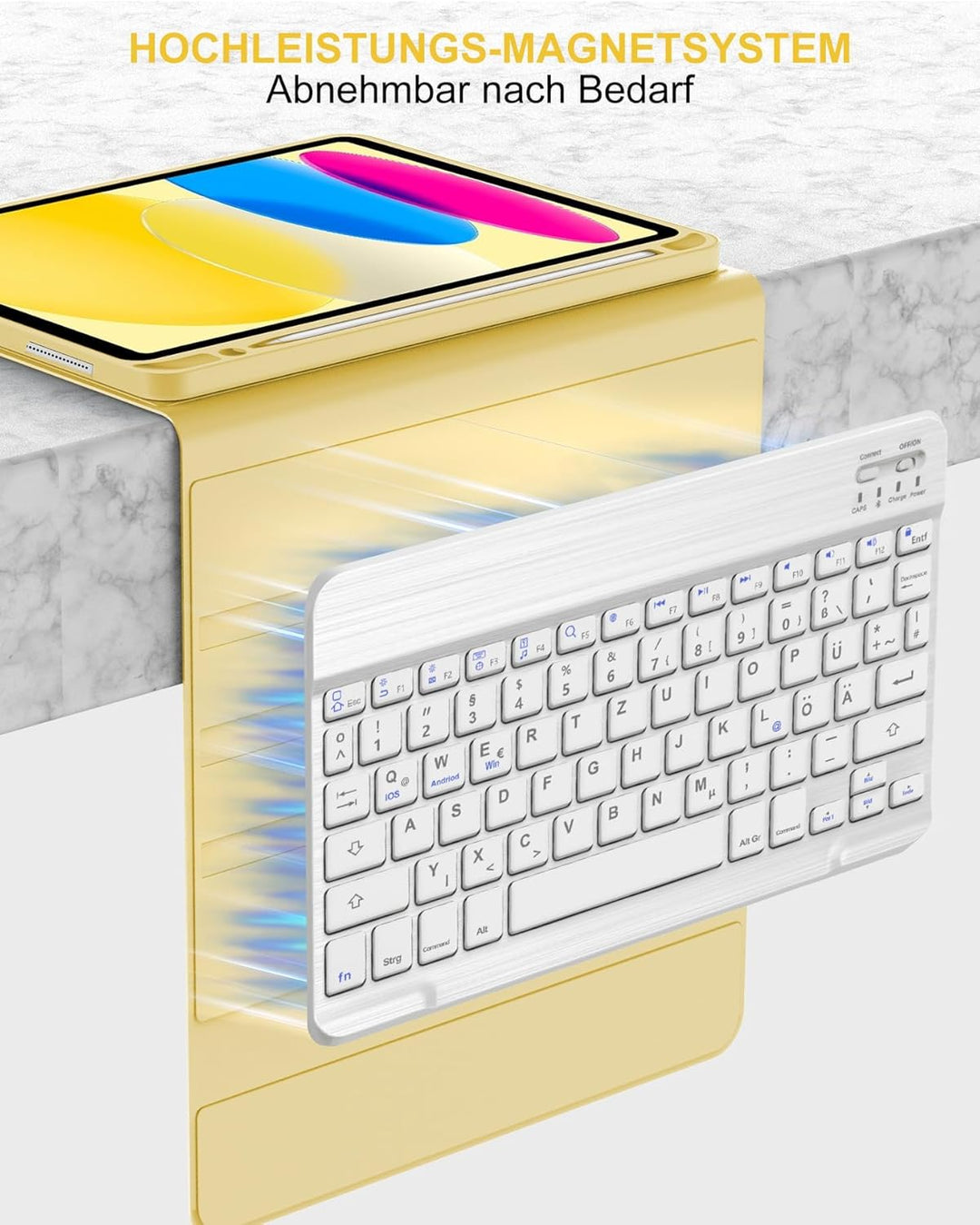 Hülle mit Tastatur für iPad 11/10 Generation (2025/2022, 11/10,9") – Bluetooth 5.0 Keyboard, QWERTZ
