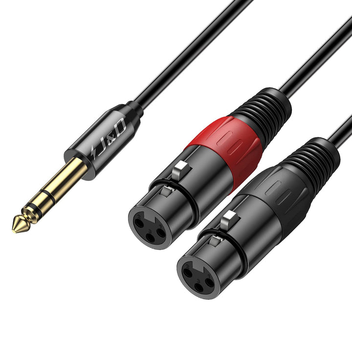 J&D 6,35 mm (1/4 Zoll) TRS Stecker auf Dual XLR Weiblich Y Splitter Kabel, 2 XLR Weiblich zu 6,35mm