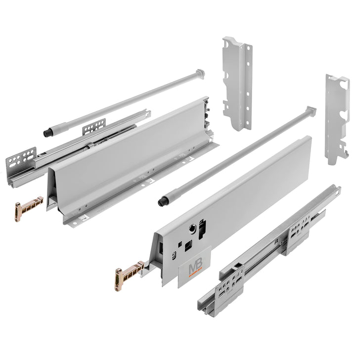 GTV - Modern Box Schublade I L=350mm H=210 mm I Grau I Leises Schliessen I Belastung bis zu 40 kg I