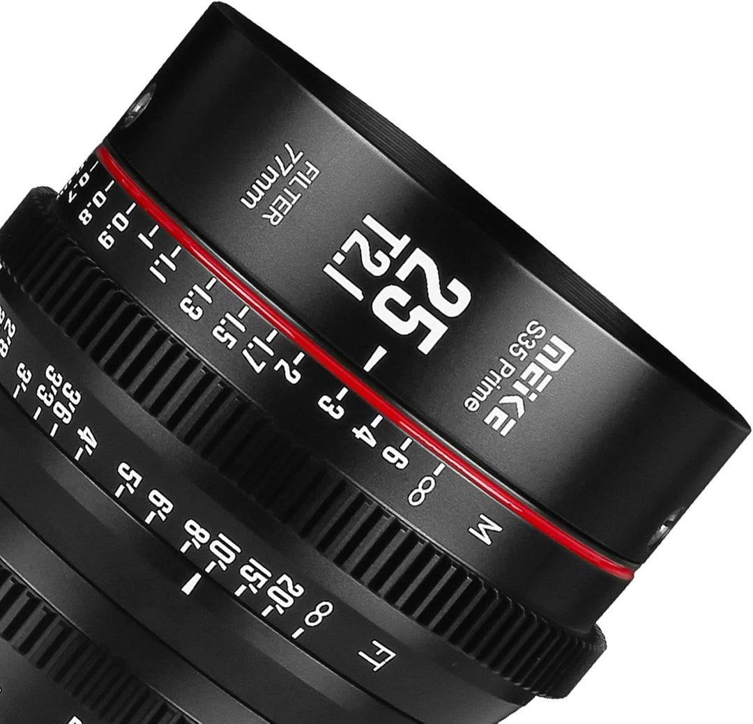 Meike 25 mm T2.1 S35 Manueller Fokus Weitwinkel Prime Cinema Objektiv für Canon EF Mount und Cine Ca